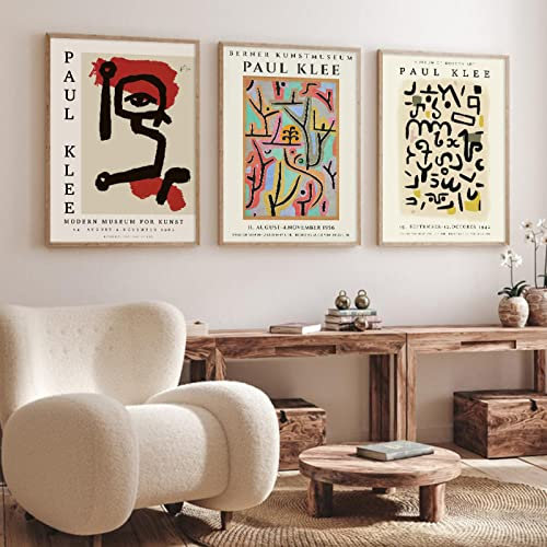 Modernes Paul Klee-Kunstwerk, abstrakte Wandkunst, Poster, Mid-Century-Leinwand, Druck, Bilder, Wohnzimmer, Wohnkultur, 50 x 70 cm, 3 Stück, rahmenlos
