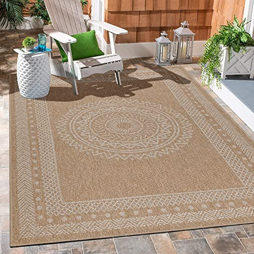 Carpetsale24 In & Outdoor Läufer Teppich 80x250 cm – Schmaler Wetterfester Teppich in Natur Jute-Optik – Ideal als Küchenläufer, Flurteppich oder Balkonteppich