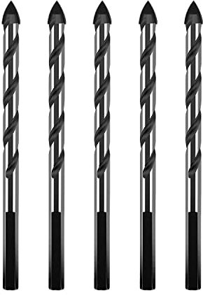 HUHAO 5-teiliges Betonbohrer-Set, Steinbohrer-Set, professionelle Hartmetallbohrer-Bits, Verlängerungsbohrer-Set, 6 mm, für Glas, Fliesen, Kunststoff, Holz, Beton, Zement, Metall