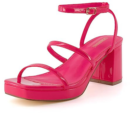 CUSHIONAIRE Sandalia de vestir con plataforma Roma para mujer +Memory Foam y anchos anchos disponibles, Charol Fucsia 39 EU