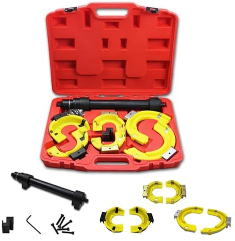 Daromigo Universal Federspanner für Mc Pherson 3 Spannköpfe Universal Federbeine System Tieferlegung Fahrwerk Spanner KFZ Satz,inkl Werkzeug Federbeine Tragekoffer
