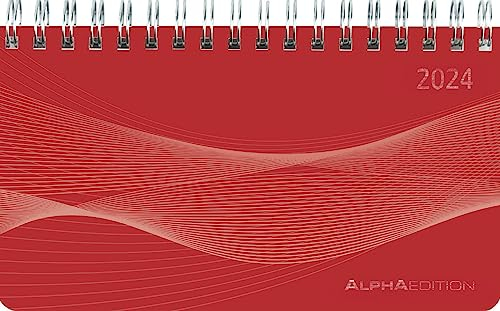 Querkalender Mini PP-Einband rot - Kalender 2024 - Alpha Edition-Verlag - 1 Woche 2 Seiten - Format 15,6 cm x 9 cm