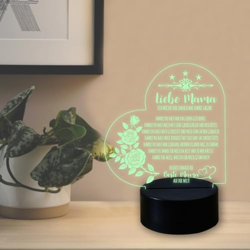 LOZACHE Geschenke für Mama, Geburtstagsgeschenk für Mama, Beste Mama Geschenk Danke Mama Acryl-Nachtlicht, Muttertag Weihnachts Geschenk für Mama, Personalisiert MaMa Mutter Geschenk Idee (Mama 05)