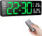 Koolertron Horloge Numérique Murale LED Reveil Positif Compte à Rebours Chronomètre USB Luminosité Réglable avec Télécommande pour Salon Cuisine Bureau Gymnase (13 Pouces, Vert)