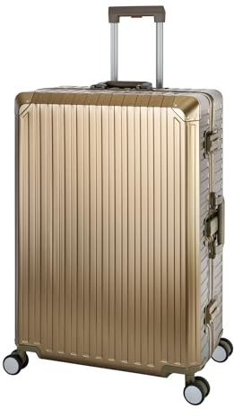 Travelhouse Tokyo 100% Aluminium Reisekoffer Gold XL-78cm Hartschalenkoffer2X TSA Zahlenschloss 4 Doppelräder 360° Rollen Vol. 110L