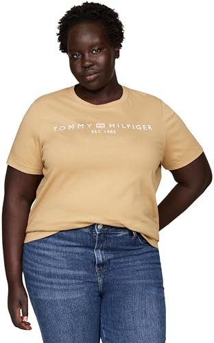 Tommy Hilfiger T-Shirt Manches Courtes Femme Curve Regular Logo Col Ras-du-Cou, Vert (Classic Khaki), 52