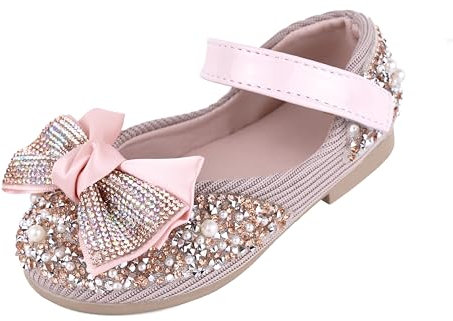 QUNUNOIRE-Scarpe Principessa con Paillettes, Scarpe Glitterate per Ragazza Bambina Bimba, Scarpe Cosplay Eleganti per Festa Cerimonia Rosa 29