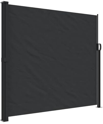 vidaXL Auvent Latéral Rétractable, Brise-Vue de Jardin, Écran de Protection, Écran de Balcon Terrasse Arrière-Cour Extérieur, Noir 180x300 cm