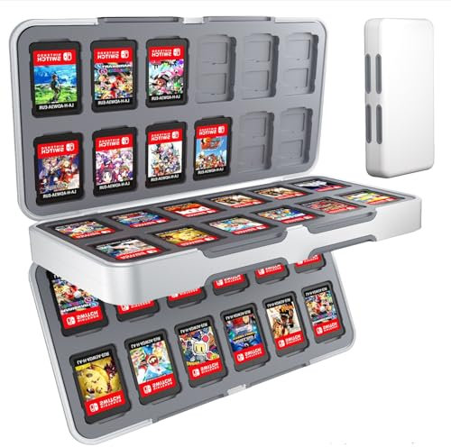 KOPBTBOY Giochi Custodia per Nintendo Switch, Custodia portatile per schede di gioco Switch OLED con 24 slot per schede di gioco e 24 slot per schede Micro SD(48, white)