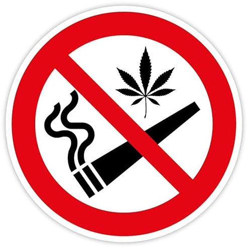 Aufkleber Verbotszeichen „Kiffen/Cannabis verboten“ Verbot Folie selbstklebend | Größe wählbar Made in Germany, Größen Name: Ø 10 cm