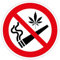 Aufkleber Verbotszeichen „Kiffen/Cannabis verboten“ Verbot Folie selbstklebend | Größe wählbar Made in Germany, Größen Name: Ø 10 cm