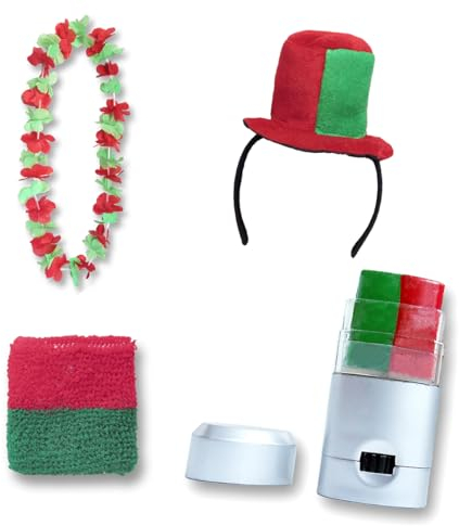 Sonia Originelli Fanset Fanartikel Zylinderhut als Haarreif, Blumenkette, Schminkstift, Schweißband EM WM Fussball Farbe: Peru