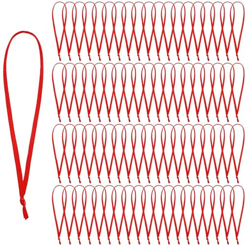 JUNEBRUSHS 300Pcs Christmas Ornament Hangers, Hand Tied String Ties, Ribbon Loops, Thin Red Ribbon for Christmas Tree Hanging Decorations (Red)
