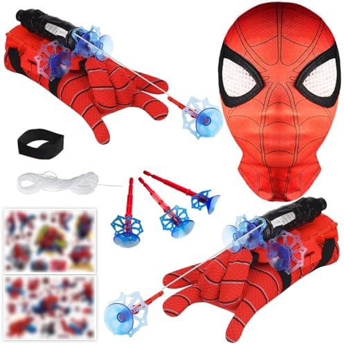 TKGEOUE Spid-er Spielzeug ab 3-8 Jahre Junge, Spid-er Netzwerfer Handschuhe Junge 3 4 5 6 7 Jahre Kinderspielzeug ab 3-10 Jahre Outdoor Indoor Spielzeug Geschenk Junge