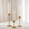 Romadedi Kerzenhalter Stabkerze mit Glaszylinder for Tisch：Kerzenständer Glass Hoch Boden Stabkerzenhalter Metall für Weihnachten Tisch Hochzeit Esstisch Home Party Deko, Set of 3