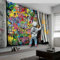 Fototapete Graffiti Kunst Stadtstraße Vlies Tapeten Wandtapete, Abstrakte Kunst Moderne Wanddeko Design Wand Dekoration Wohnzimmer Schlafzimmer Büro Flur 450 x 315 cm (B x H) Wandtapete