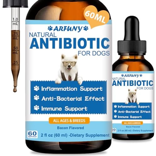 Natural Antibiotics for Dogs | Dog Antibiotics for Skin Relief Ear Infection & Itchy with Echinacea, Goldenseal,Oregano |Dog Allergy Relief Immune Support Bacon Flavor (60ML)