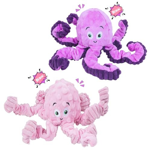 TONGKTAI Hundespielzeug Quietschend, Interaktives Plüsch-Oktopus-Ziehspielzeug, Welpenspielzeug für Kleine, Mittelgroße und Große Hunde, um sie zu Beschäftigen (2 Stück)