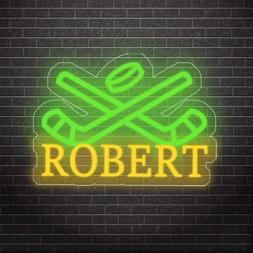 Personalisierte Hockey Geschenk für Männer Boy, benutzerdefinierte Name Hockey Neon Zeichen für Wand Dekor, Eishockey LED Neon Nachtlicht, Hockey Zeichen Dekoration, Weihnachten Geburtstag Geschenk