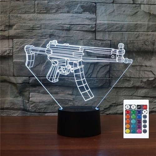 FLRXHK Rifle 3D-Illusions-Nachtlicht, Touch-Tischlampe mit Fernbedienung, 16 Farben, optisches USB-LED-Nachtlicht für Kinder, Geschenk, Raumdekoration