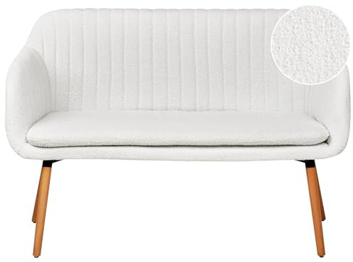 Beliani Modernes 2-Sitzer Küchensofa Bouclé Creme weiß mit Holzbeinen Taby