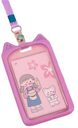 YUGSHNKFC Silikon-Kartenhalter schützen und personalisieren Sie Ihre Karten mit dieser Cartoon-Katzenohr-Form, violett