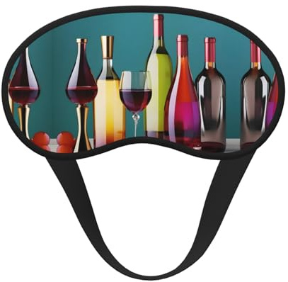 Lunettes à cocktail et vin sans bouteille de vin - Solution de sommeil occultante - Masque de sommeil avec cache-oreilles - Voyage Yoga Méditation
