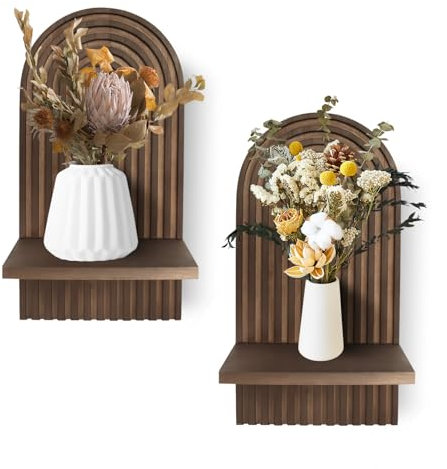 Gachiwar 2 Stücke Wandregal aus Holz, Boho-Wanddekoration: Wanddekoration aus Holz, Kinderzimmer, Wandregal, Wohnzimmer, Schlafzimmer, Kleiner Pflanzenständer (schwarz)