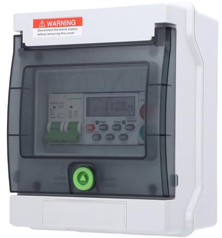 Outdoor Distribution Box, AC 400V 32A IP65 Water Proof Programmable Junction Box with Digital Timer, ABS Plastic Electrical Enclosure for Street Lights, Water Pumps, Generators