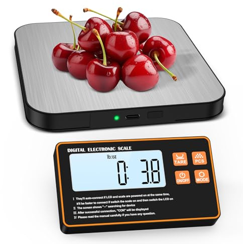 LOFICOPER Küchenwaage Digital, 15kg/1g Digitalwaage mit Separatem Magnetisches LCD-Display, Lebensmittelechter Edelstahl, 6 Einheiten, Tara-Funktion, für Kochen, Backen