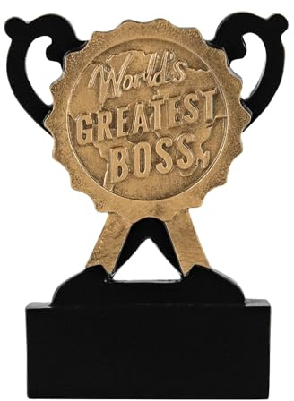 SilverTrophy: Trophée World's Greatest Boss - Prix du meilleur manager - Chef d'équipe - Cadeau d'entreprise amusant pour le bureau - Quiz pour pub - Club de sport - Anniversaire - Mini tasse noire et