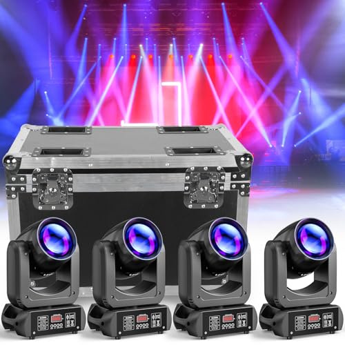 4 unidades 150W cabeza móvil LED luces para iluminación de escenario y Caja de transporte Fly case, luces de fiesta activadas por sonido para bodas, iglesias y eventos en vivo