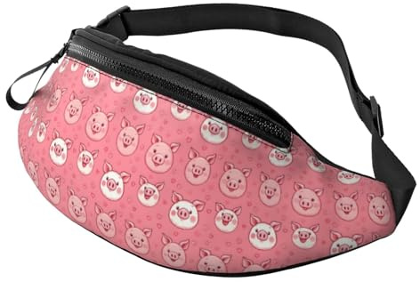 Bauchtasche mit Cartoon-Schwein-Herz-Druck, für Damen und Herren, Sport-Hüfttasche, Gürteltasche für Reisen, Wandern, Laufen