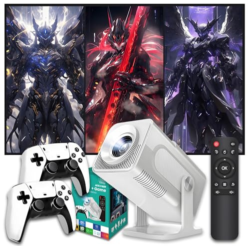 HCS350 PRO Elektrischer Fokus Mini Beamer 10000+ Spiele 17 Emulatoren,Autofokus/Auto Keystone Tragbarer Projektor Game,Android 11 Mini Projektor mit WiFi Bluetooth,1280 * 720P,180° Drehbarer (Silber)
