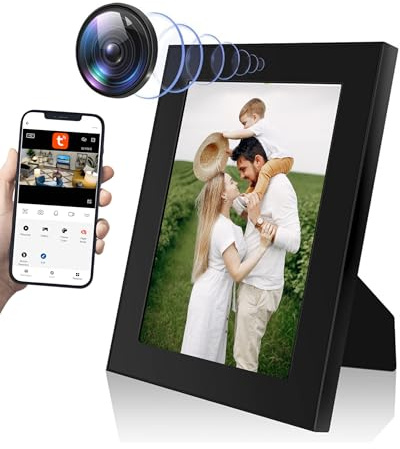 BP Cadre photo pour caméra espion - Caméra cachée - Appareils d'écoute - Caméra espion - Fonctionne avec l'application - Détection de mouvement - Vision nocturne - FULL HD 1080P - Avec carte SD de 32