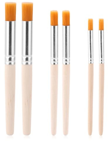 6pcs Stencil Brushes, Stippling Reusable Small Thin Wooden Handle Template Stipple Stenciling Accessories for Acrylic Oil Watercolor Painting Paint Artists Card Making DIY Art Crafts Project (3 Sizes)