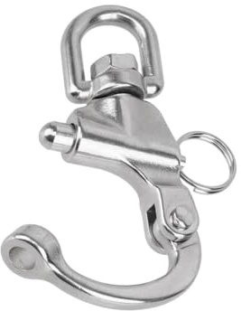 QLECXZI Schnellverschluss Schäkel mit drehbarem Bügel und Karabinerhaken, robust, für Boote, Tauchen und korrosionsbeständig.