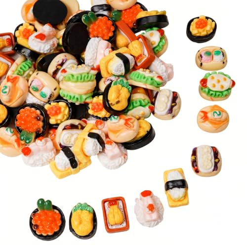40 Piezas de Mini Comida de Sushi para Casa de Muñecas, Miniaturas Realistas de Comida Japonesa, Accesorios de Cocina para Muñecas y, Juguetes de Alimentos, Estilos Aleatorios
