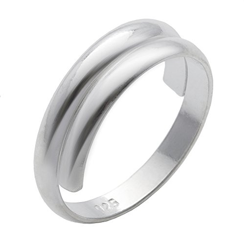 Silverly Zehenring aus Massivem 925er Silber | Midi Pinky Finger Band - Geschenke für Teenager-mädchen | Einfache Ringe aus Poliertem Sterlingsilber | Verstellbarer Silberring für Damen