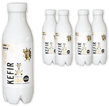 Live Kefir Gut Health, Healthy Goat Probiotic Kefir Milk Drink. Traditional, Naturally Made from Authentic Kefir Grains. Live Cultures, No Additives or Added Sugars. 4 x 500ml