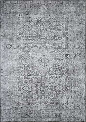 -Luxor- Living Lago | Waschbarer In- und Outdoor Teppich | Modernes Design, Pflegeleicht, Flexibel Einsetzbar, Haustierfreundlich | 240 x 340 cm grau-anthrazit