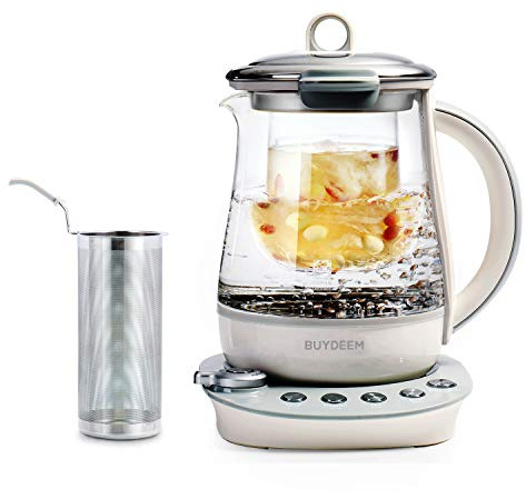 BUYDEEM K2683 Health-Care Beverage Tea Maker and Kettle, 9-in-1 Programmable Brew Cooker Master, 1.5 L, Gray