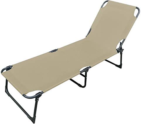 Mojawo Gartenliege Sonnenliege Relaxliege Liege 3-Bein klappbar beige mit Trageschlaufen L188xB57xH30cm