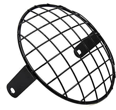 sourcing map 7.8 Black Metal Headlight Mesh Grill Motorcycle Headlamp Grid Cover