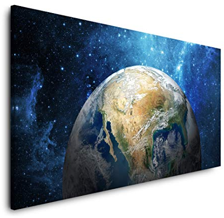Erde im Weltall 120x 60cm Panorama Leinwand Bild XXL Format Wandbilder Wohnzimmer Wohnung Deko Kunstdrucke