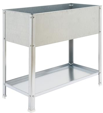 Simon Rack Huerto Urbano Metálico, Agujeros Drenaje, Capacidad 100 L, 850x900x400 mm, Huerto Terraza Exterior, Galvanizado -Simon Garden