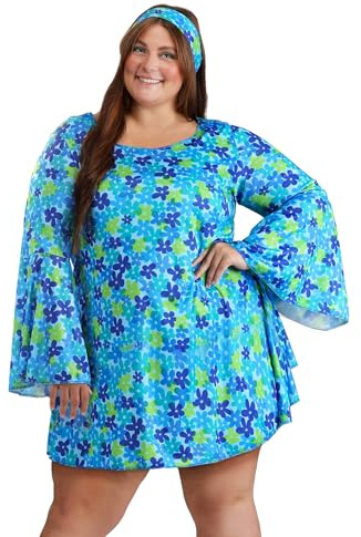 Plus Size 70s Wild Flower Dress Fancy Dress Costume for Women 1X