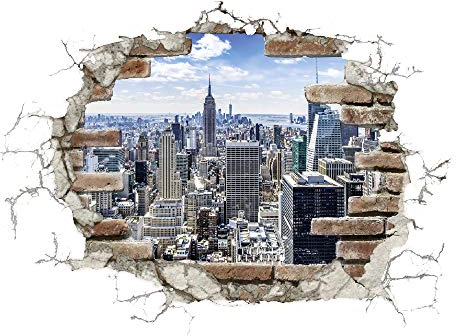 Komar Deco-Sticker | Break Out NYC | Größe:100 x 70 cm (Breite x Höhe) | Wandtattoo, Wand, Dekoration, Aufkleber, Sticker, Kinderzimmer, Mauerdurchbruch | 17725h