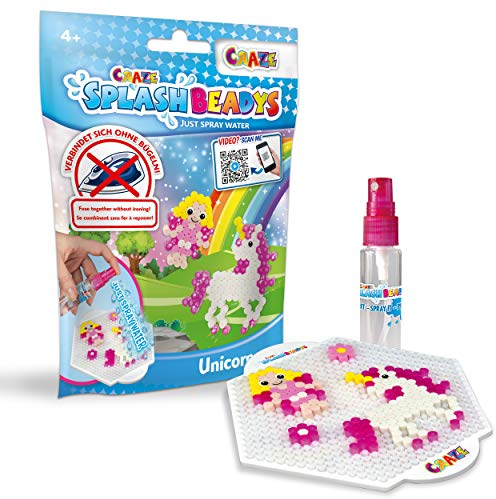 Craze Splash BEADYS Steckperlen Einhorn Set Wasserperlen für Kinder UNGIFTIG Unicorn Foilbag Water Beads Starter Pack Bügelperlen Set zum Basteln 26076, Klein