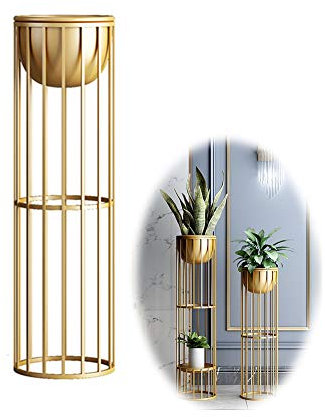 XXSC-ZC Metall, Eisen, Blumenständer Pflanze Ständer Garten Anzeigen-Regal, Golden Black, Wohnzimmer-Dekoration,Gold,C